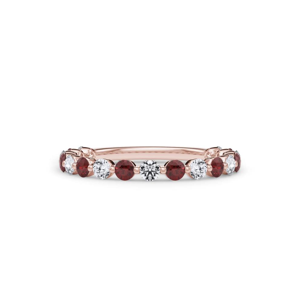 Lab Grown Diamond  &amp; Lab-Created Ruby Half Eternity Anniversary Band in 14K Rose Gold (1/3 ct. tw.) – Image 1 of 4