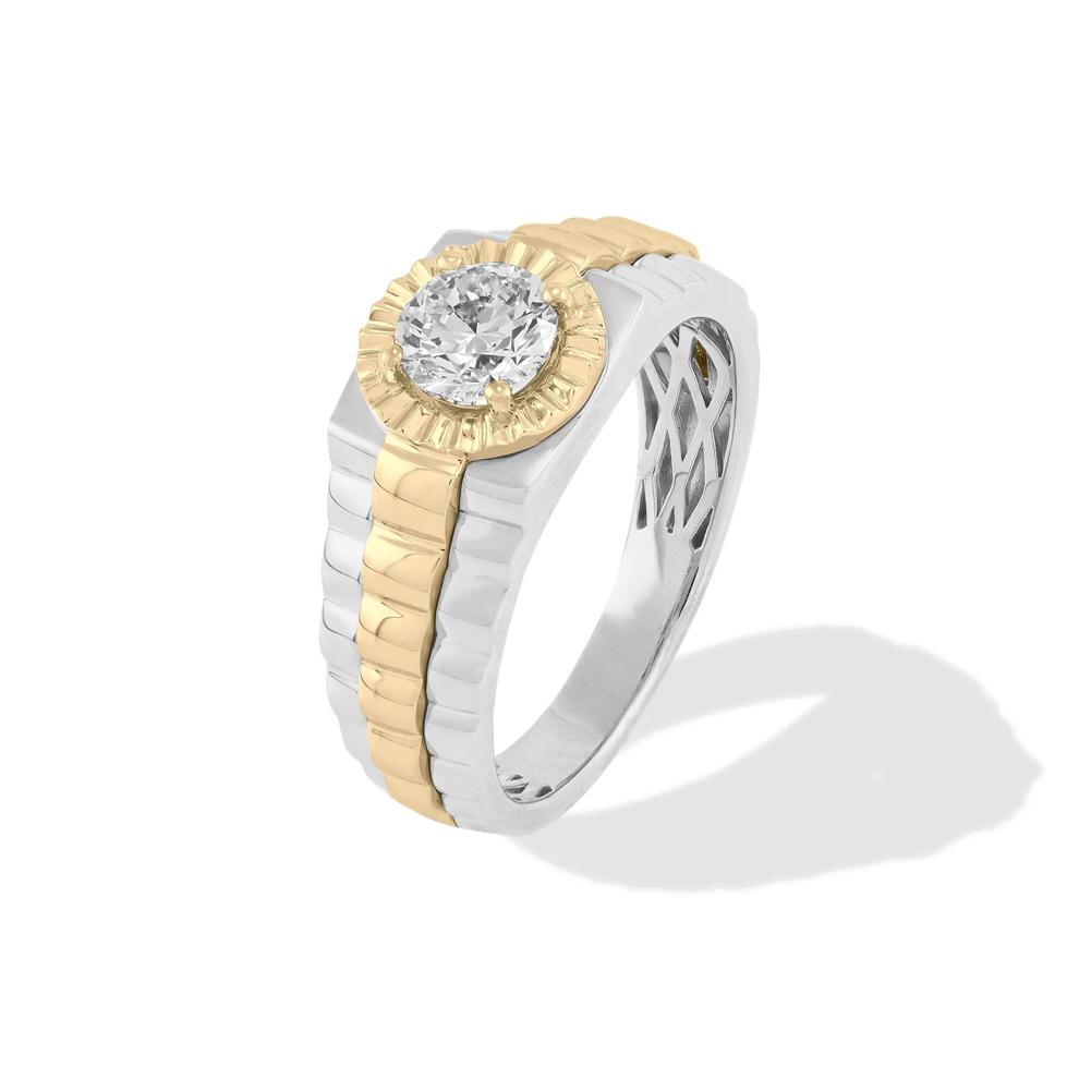 Men's Lab Grown Diamond Ring in 10K White &amp; Yellow Gold (1 ct. tw.) – Image 4 of 4