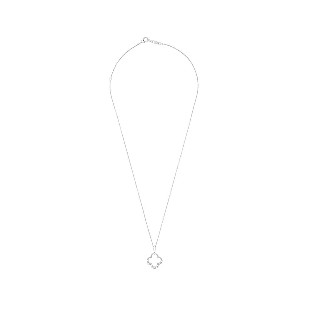 Diamond Clover Pendant Necklace in Sterling Silver (1/10 ct. tw.) – Image 2 of 4