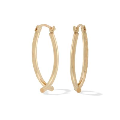 Diamond-Cut Wishbone Hoop Earrings in 10K Yellow Gold, 25x13MM
