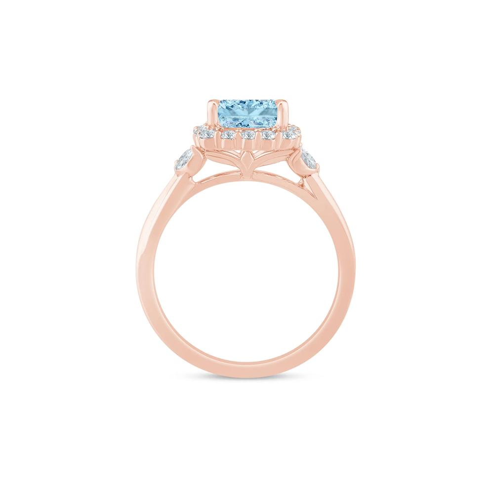 Lab Grown Blue Diamond Halo Engagement Ring in 14K Rose and Yellow Gold (1 7/8 ct. tw.) – Image 2 of 3