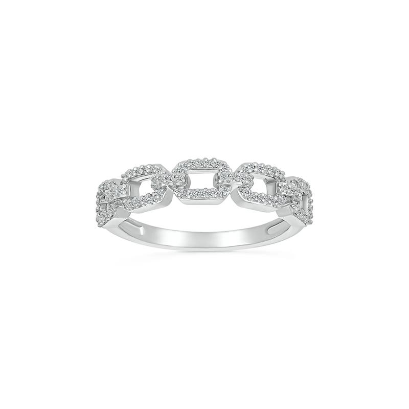 Diamond Link Ring in Sterling Silver &#40;1/5 ct. tw.&#41; – Image 4 of 5