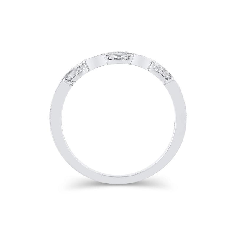 Lab Grown Diamond Marquise-Cut Milgrain Contour Band in 14K White Gold &#40;1/4 ct. tw.&#41; – Image 2 of 3