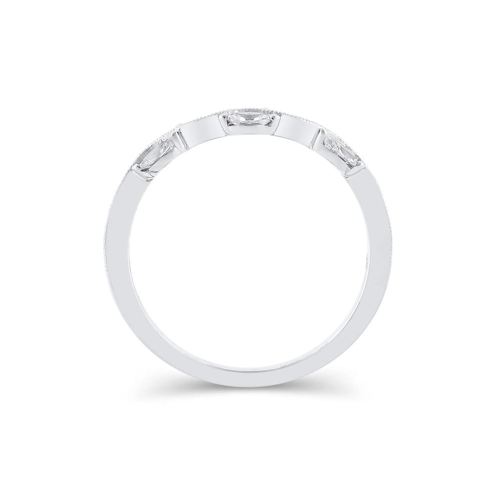 Lab Grown Diamond Marquise-Cut Milgrain Contour Band in 14K White Gold (1/4 ct. tw.) – Image 2 of 3