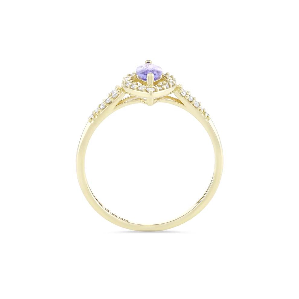Tanzanite &amp; Diamond Halo Ring in 10K Yellow Gold (1/5 ct. tw.) – Image 2 of 4