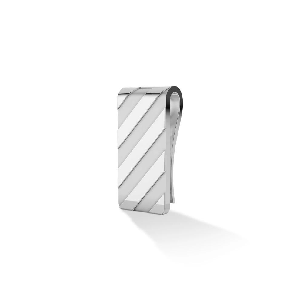 Men's Striped Design Money Clip in Sterling Silver – Image 1 of 2
