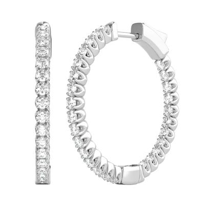 1 ct. tw. Diamond Hoop Earrings in 14K White Gold