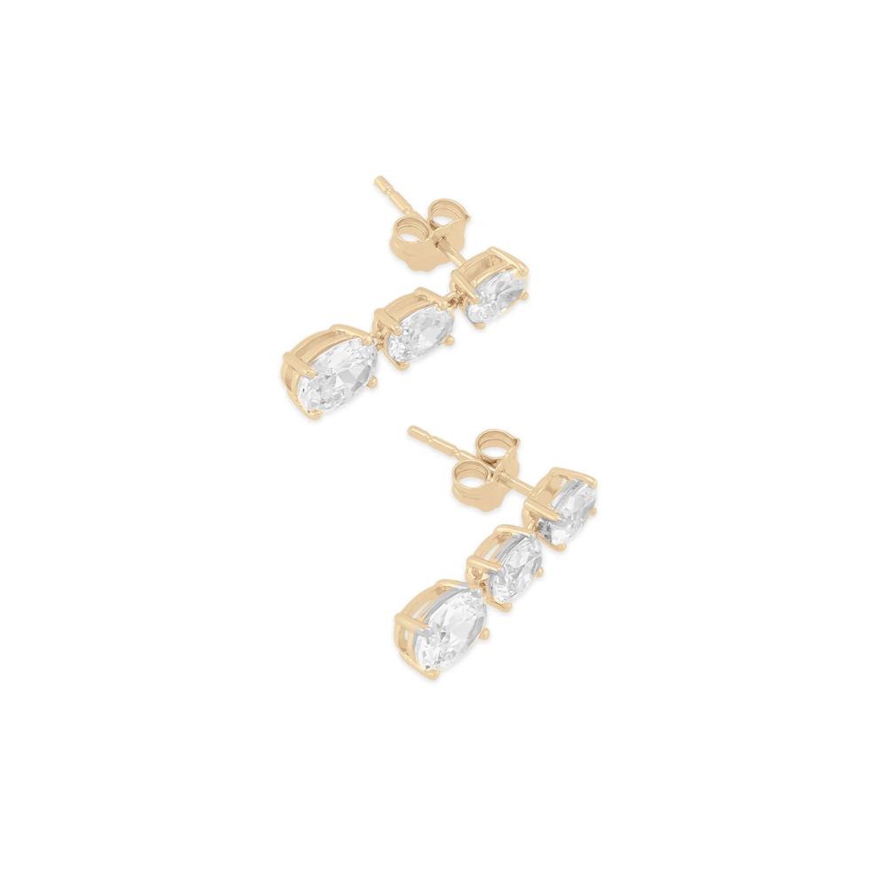 Lab Grown Diamond Graduated Three-Stone Drop Earrings in 10K Yellow Gold (2 ct. tw.) – Image 2 of 2