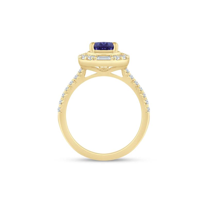 Tanzanite and Lab Grown Diamond Wedding Band in 14K Yellow Gold (1/2 ct. tw.) – Image 2 of 3