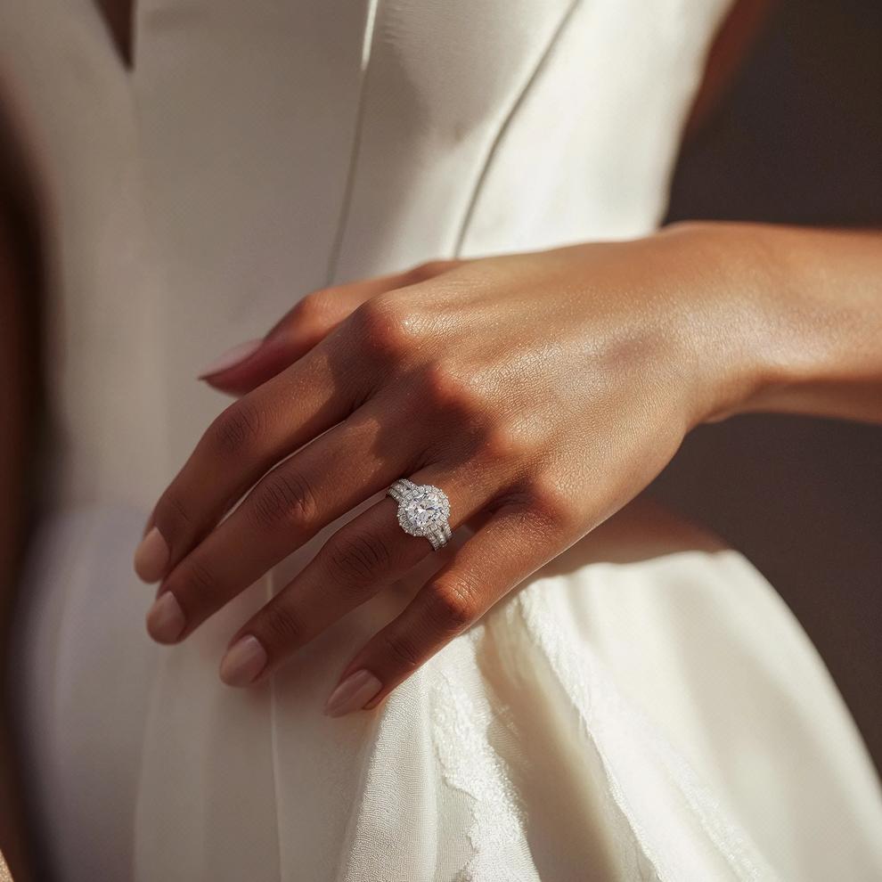 lab grown diamond oval engagement ring in 14k white gold (4 ct. tw.) – Image 5 of 5