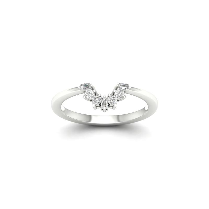 Round and Baguette Diamond Contour Band in 14K White Gold &#40;1/7 ct. tw.&#41; – Image 4 of 4