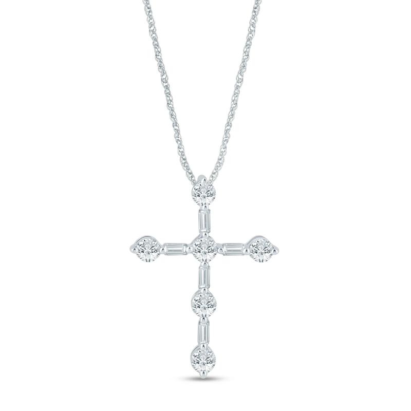 Lab Grown Diamond Cross Pendant in 14K White Gold (1/3 ct. tw.) – Image 1 of 3