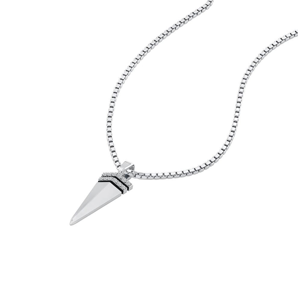 Men's Diamond Shark Tooth Pendant Necklace in Sterling Silver (1/10 ct. tw.) – Image 4 of 4