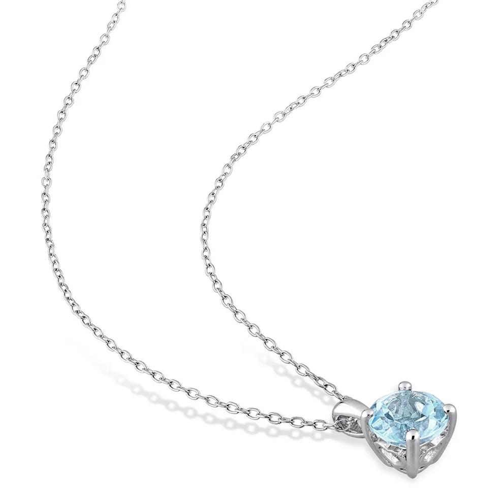 Blue Topaz Solitaire Pendant in Sterling Silver  – Image 2 of 4