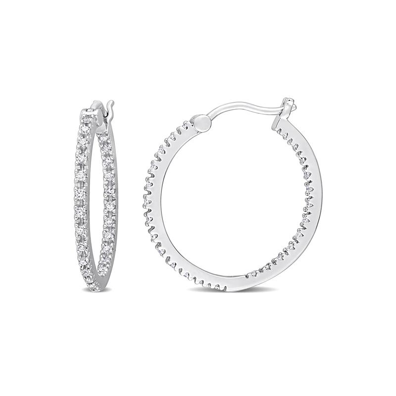 Inside-Out Diamond Hoop Earrings in Sterling Silver &#40;1/4 ct. tw.&#41; – Image 1 of 1