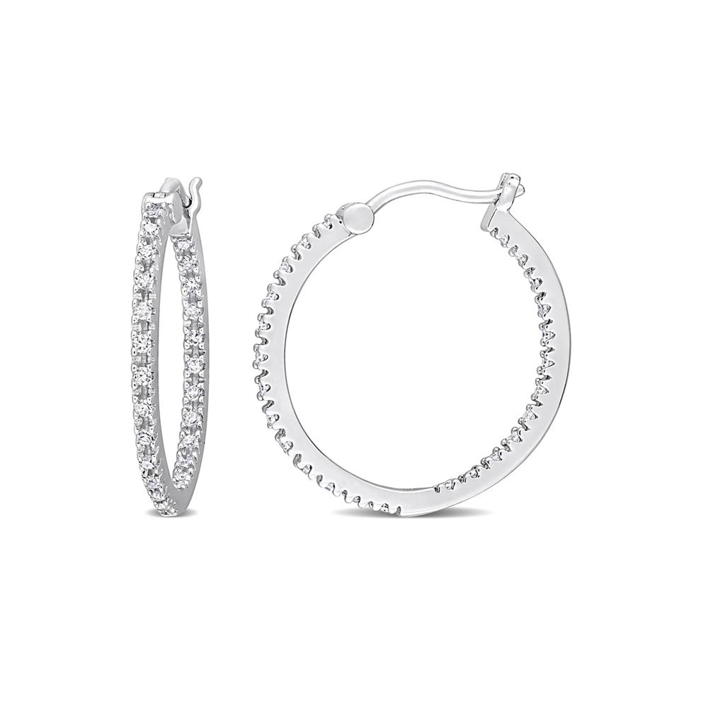 Inside-Out Diamond Hoop Earrings in Sterling Silver (1/4 ct. tw.) – Image 1 of 1