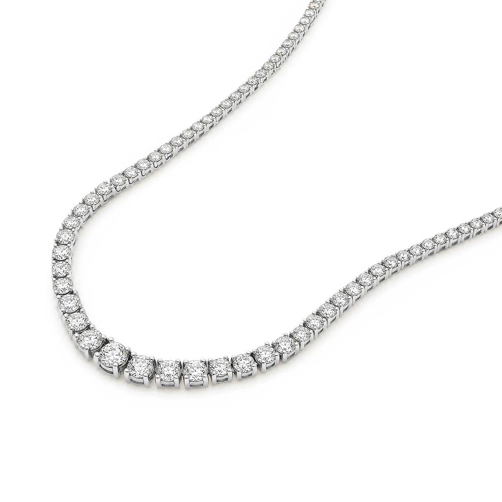 Diamond Graduated Riviera Tennis Necklace in 10K White Gold (5 ct. tw.) – Image 4 of 4