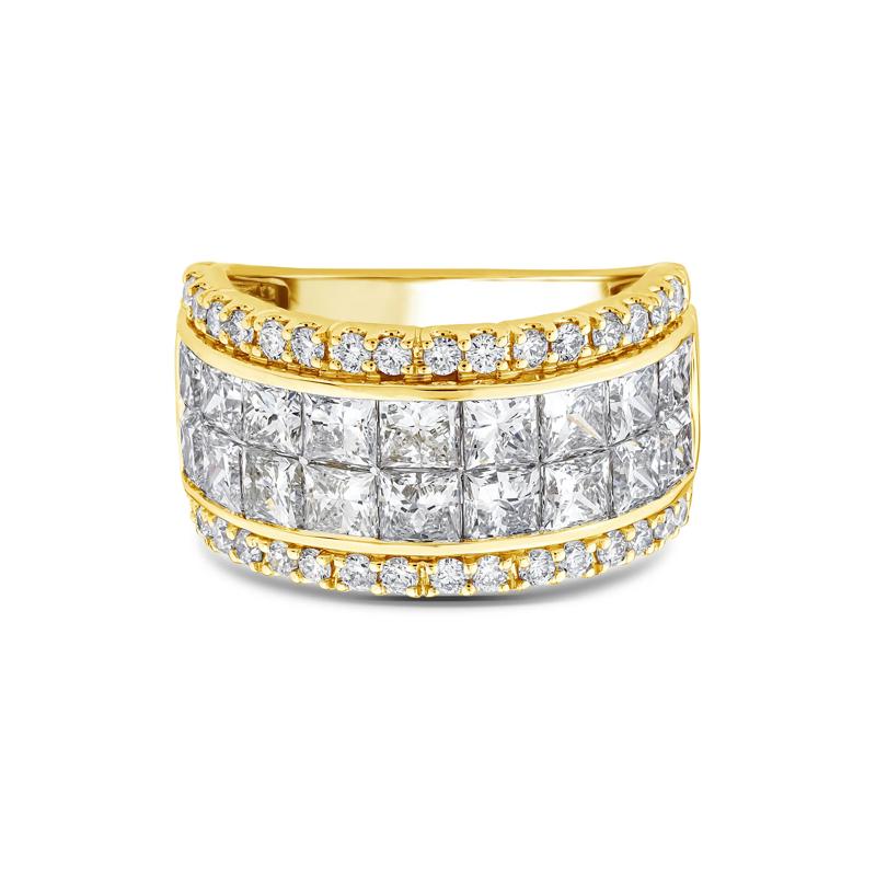 Lab Grown Diamond Princess-Cut and Round Multi-Row Band in 10K Yellow Gold &#40;4 ct. tw.&#41; – Image 1 of 3