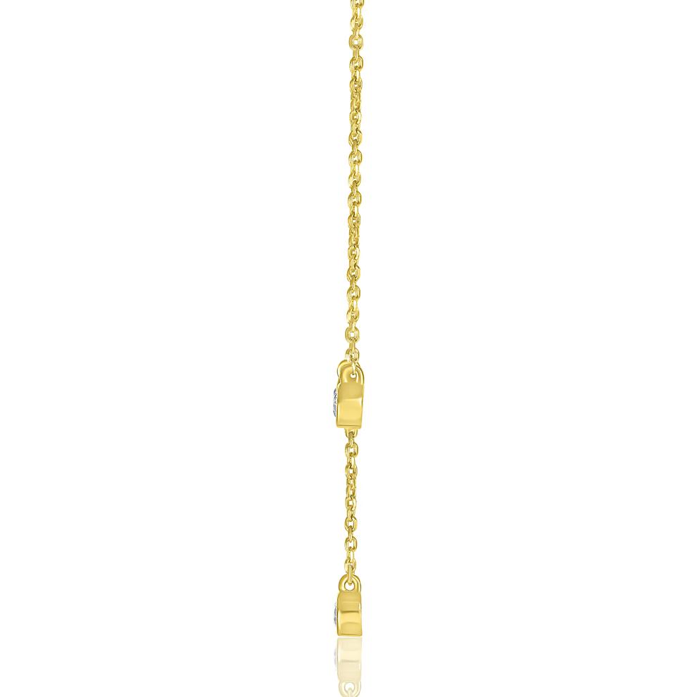 Dangle Bezel Diamond Station Necklace in 10K Yellow Gold (1/5 ct. tw.) – Image 2 of 3