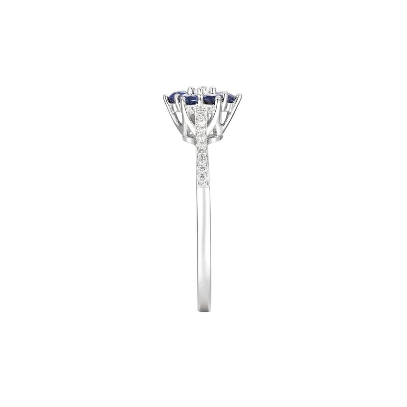 Sapphire &amp; 1/10 ct. tw. Diamond Earrings, Ring, and Pendant in 10K White Gold – Image 3 of 8