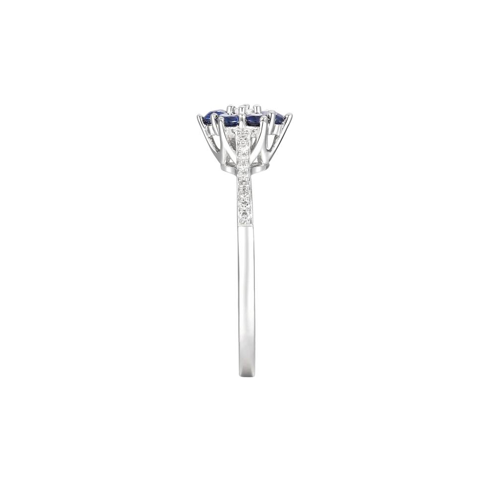 Sapphire &amp; 1/10 ct. tw. Diamond Earrings, Ring, and Pendant in 10K White Gold – Image 3 of 8