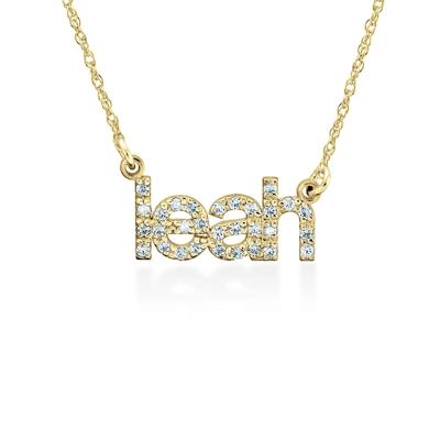 personalized diamond nameplate necklace (3-5 letters) in 10K Yellow Gold