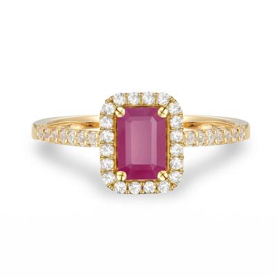 Ruby & Diamond Halo Ring in 10K Yellow Gold (1/5 ct. tw.)