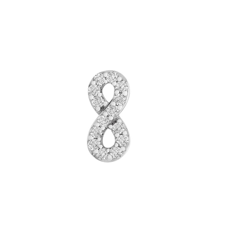 Single Stud Earring with Diamond Infinity Symbol in 10K White Gold – Image 1 of 2