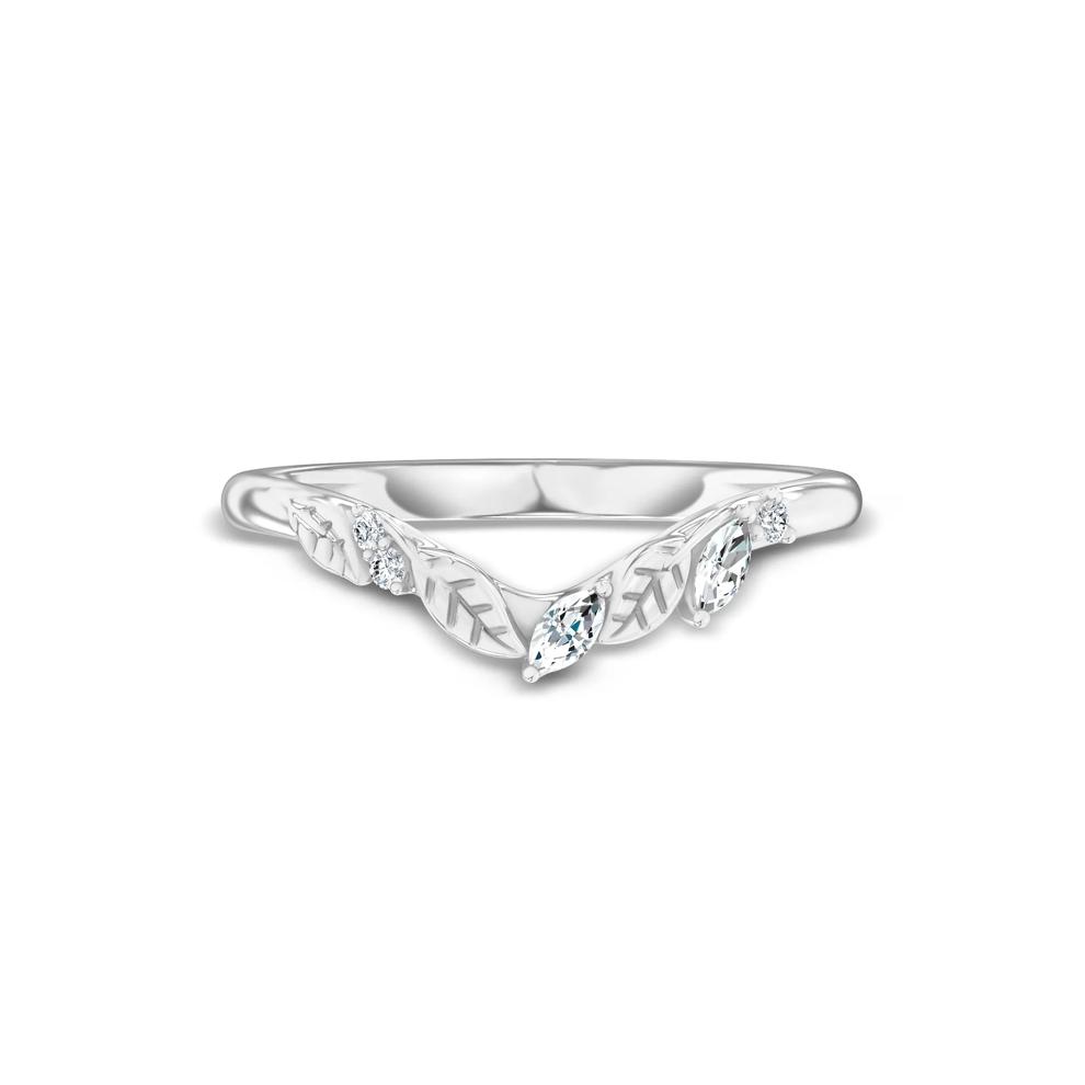 Lab Grown Diamond Asymmetric Nature Contour Band in 14K White Gold (1/10 ct. tw.) – Image 1 of 4