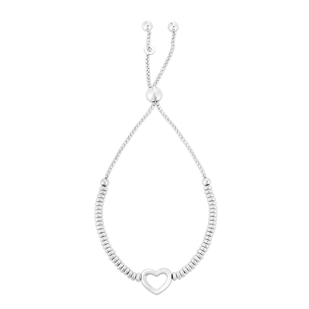 Heart and Bead Bolo Bracelet in Sterling Silver – Image 2 of 3