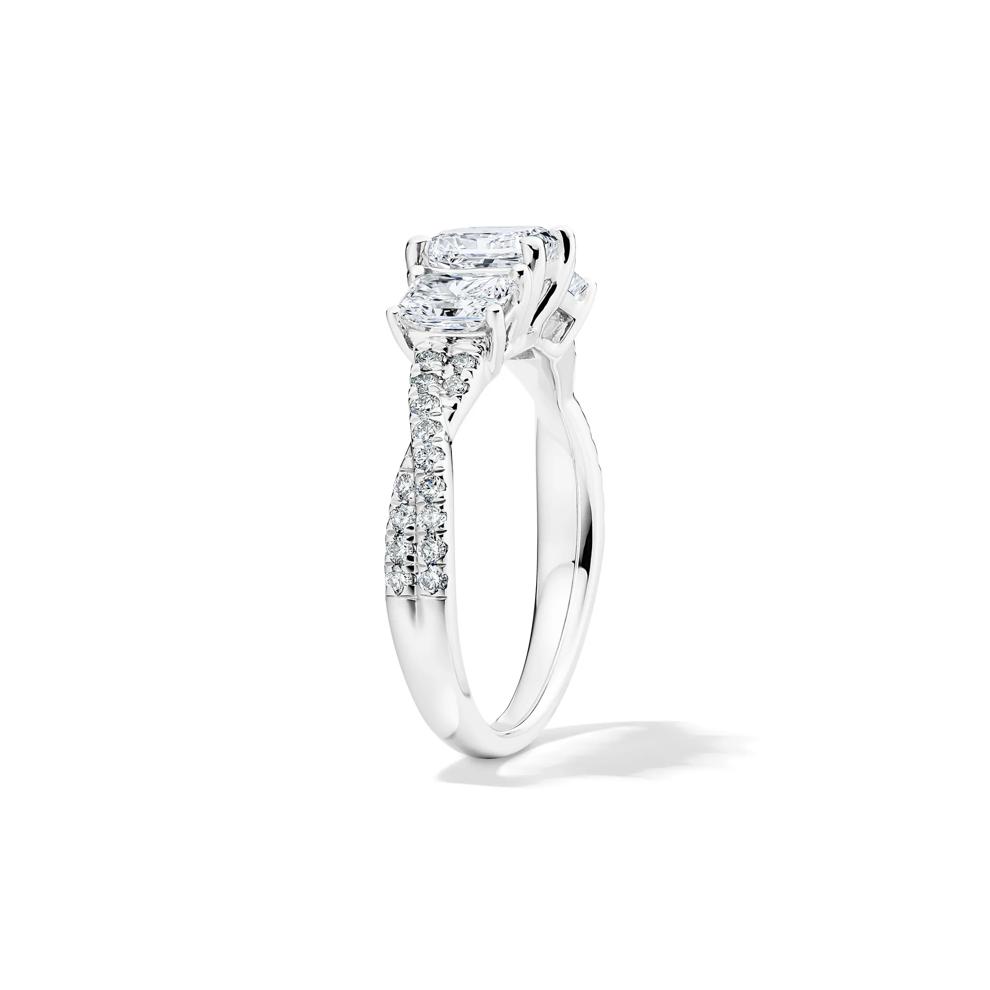 Diamond Radiant-Cut Three-Stone Engagement Ring in Platinum (1 3/4 ct. tw.) – Image 4 of 4