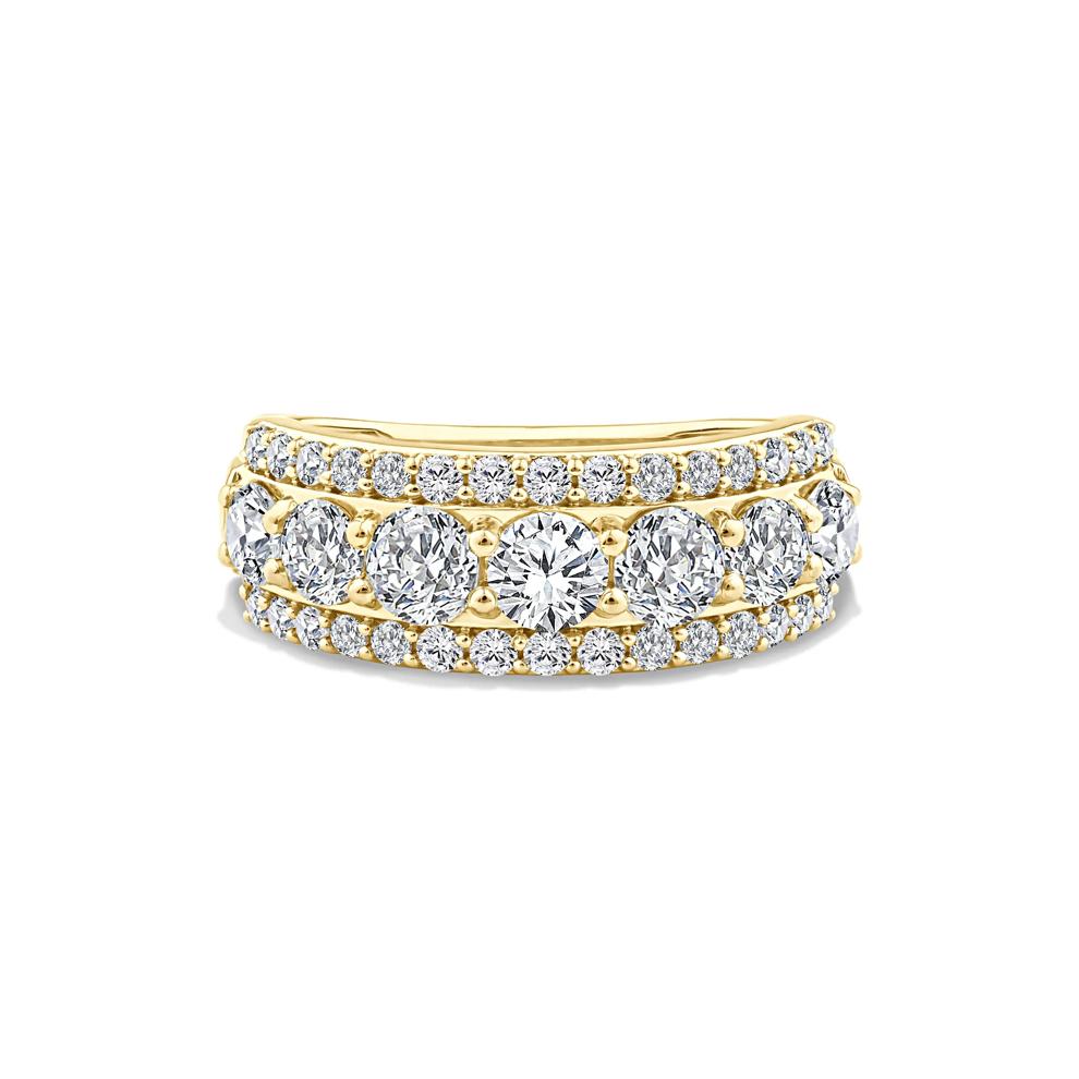 Lab Grown Diamond Round Center Multi-Row Band in 10K Yellow Gold (2 ct. tw.) – Image 1 of 4