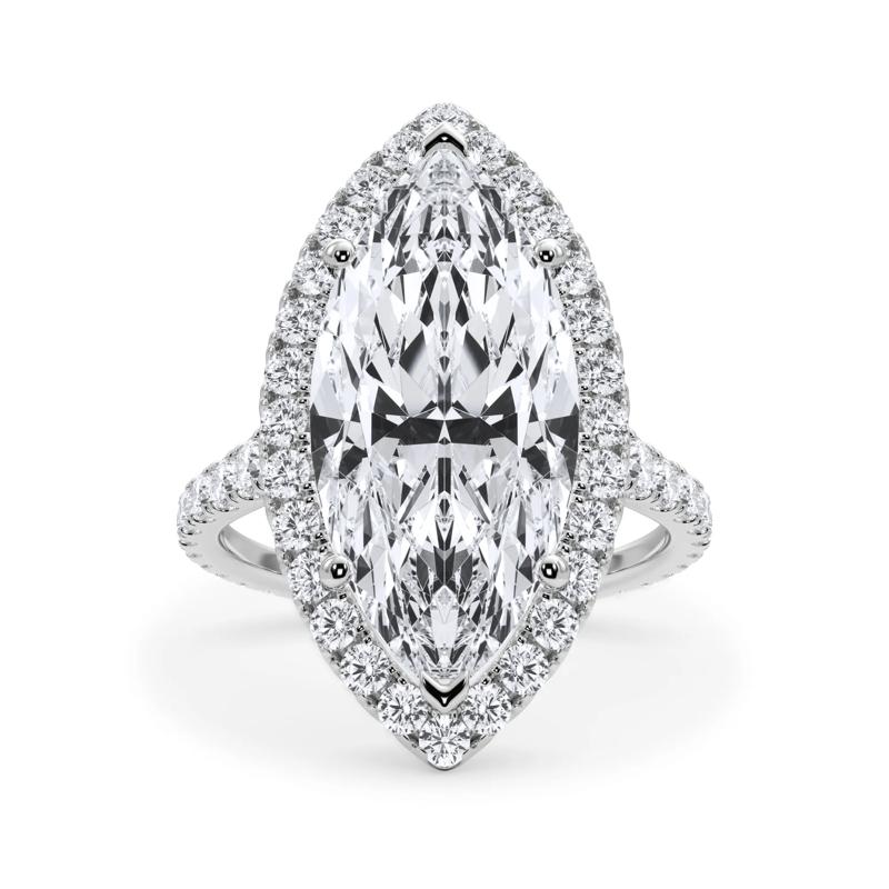 Lab Grown Diamond Marquise Halo Engagement Ring in Platinum &#40;8 1/4 ct. tw.&#41; – Image 1 of 4