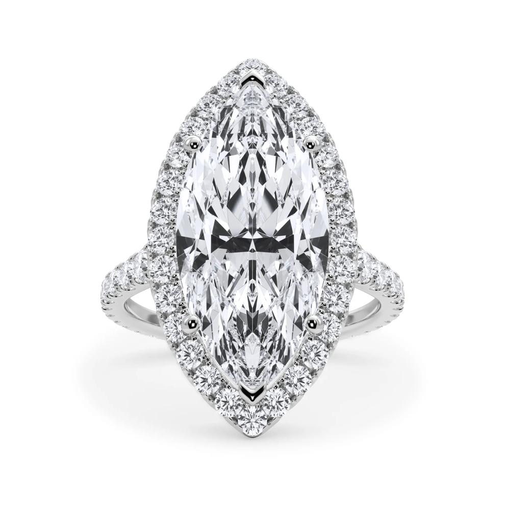 Lab Grown Diamond Marquise Halo Engagement Ring in Platinum (8 1/4 ct. tw.) – Image 1 of 4