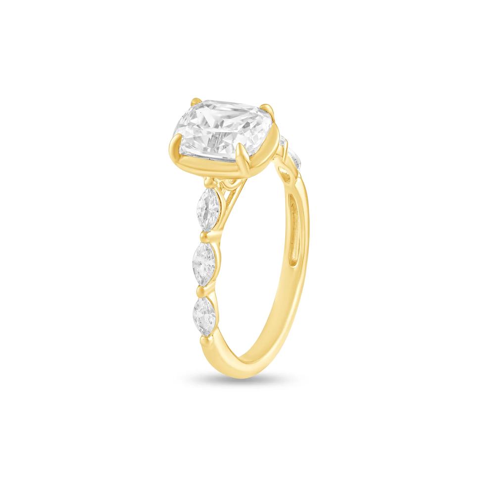 Lab Grown Diamond Elongated Cushion Center Engagement Ring in 10K Yellow Gold (2 ct. tw.) – Image 4 of 4