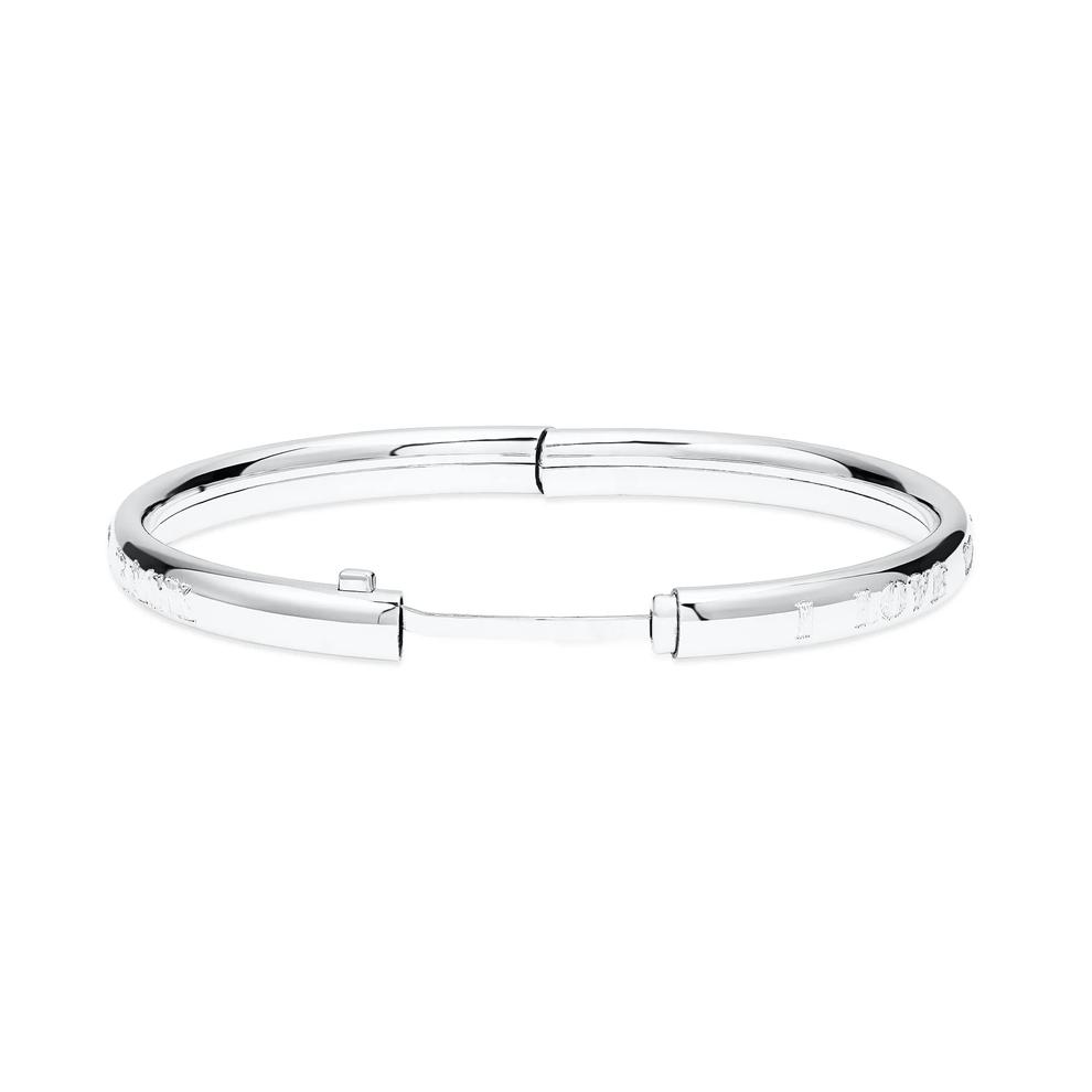 Children's "I Love You To The Moon &amp; Back" Bangle Bracelet in Sterling Silver – Image 2 of 2