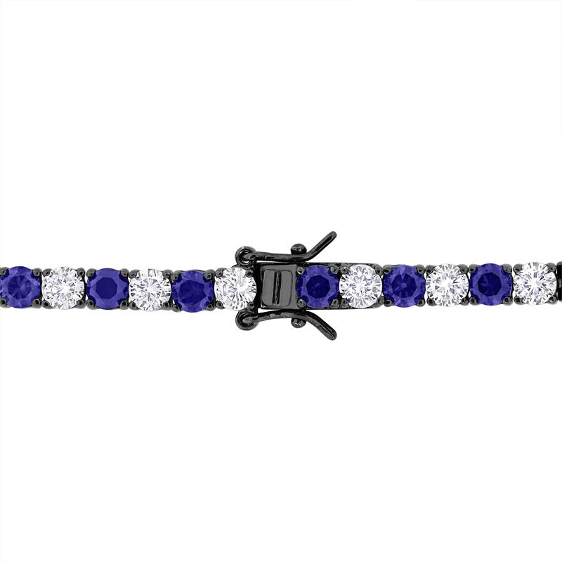 Lab-Created Blue Sapphire &amp; Lab-Created White Sapphire Bracelet in Sterling Silver &amp; Black Rhodium – Image 2 of 5