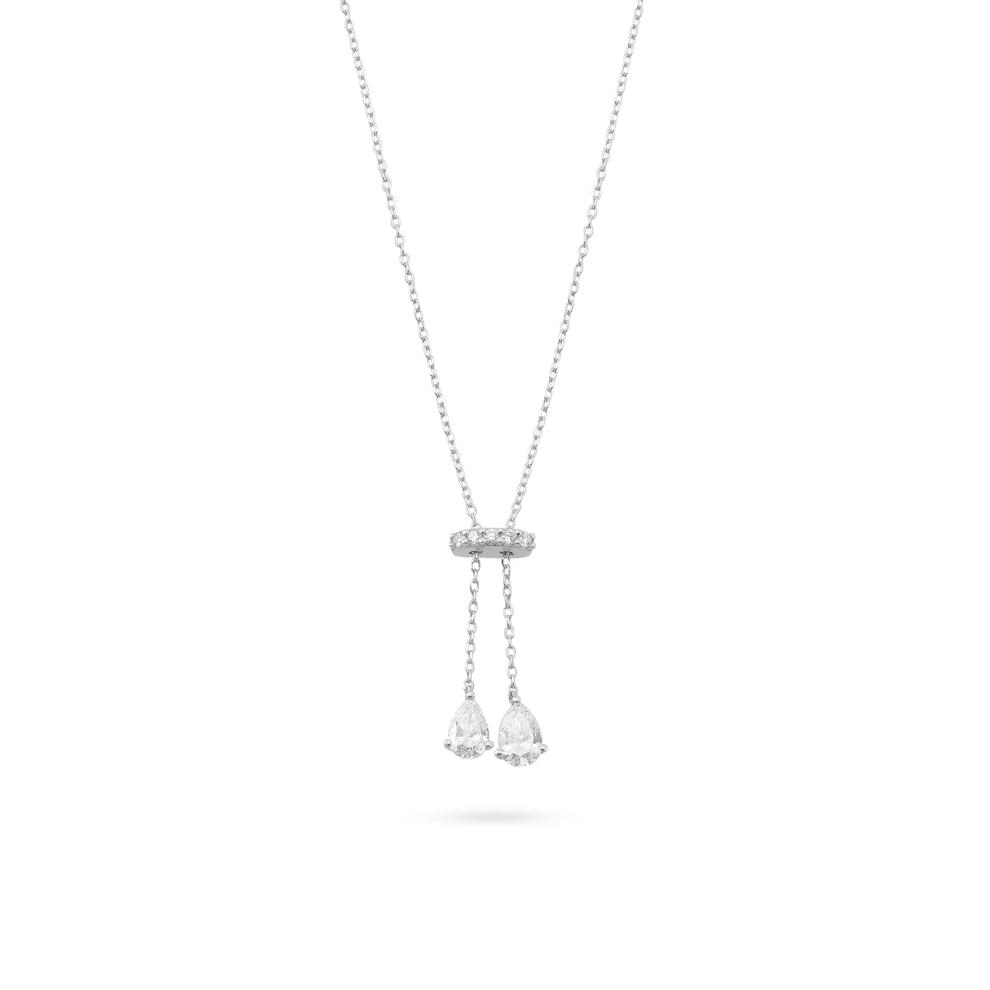 Lab Grown Diamond Pear-Shaped Lariat Necklace in 14K White Gold (3/4 ct. tw.) – Image 1 of 4