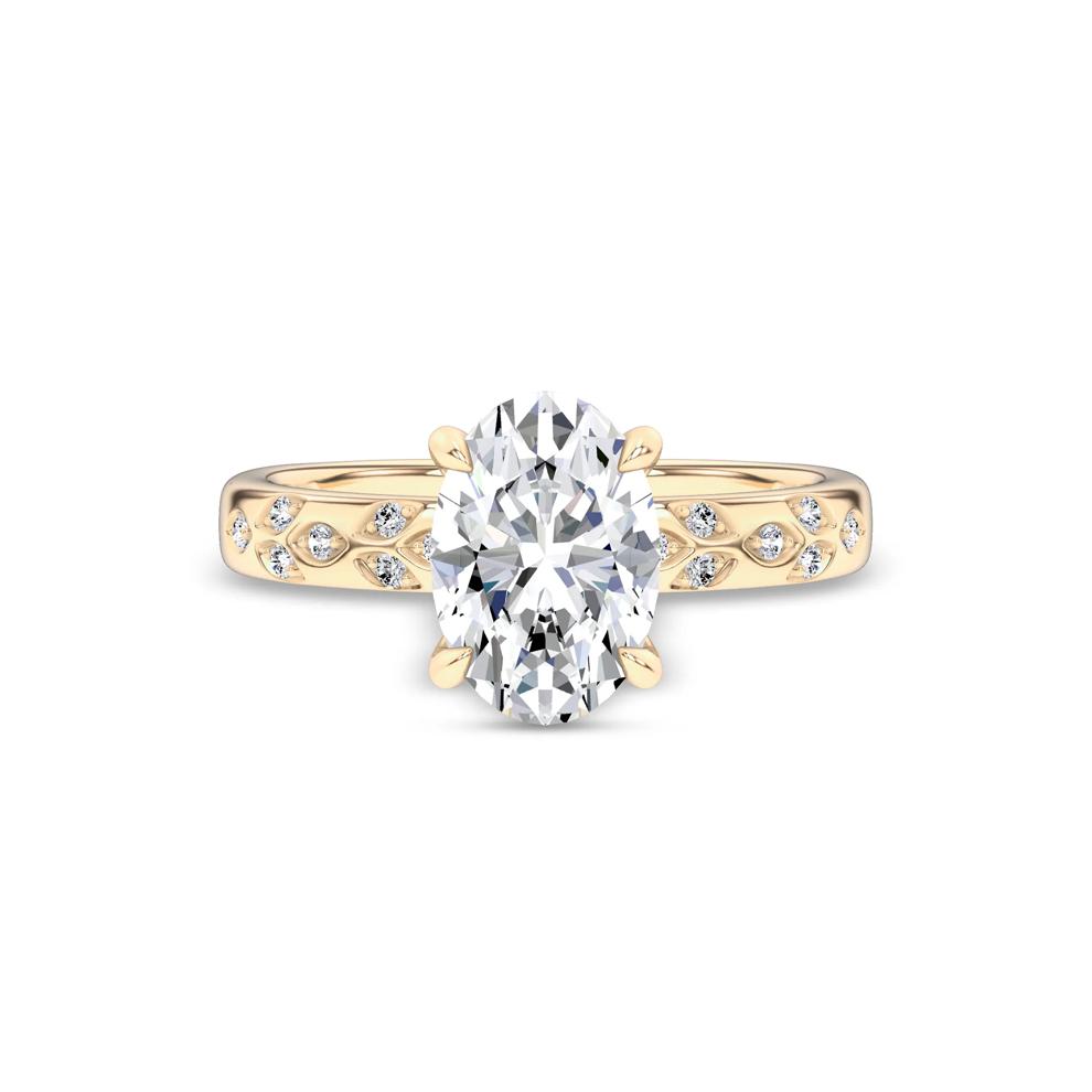 Lab Grown Diamond Oval Center Burnished Shank Engagement Ring in 14K Yellow Gold (2 ct. tw.) – Image 1 of 4