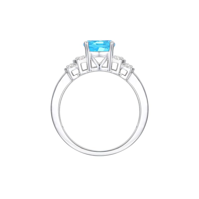 Blue Topaz and Diamond Ring in 14K White Gold &#40;1/5 ct. tw.&#41; – Image 2 of 3