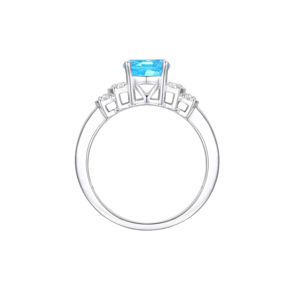 Blue Topaz and Diamond Ring in 14K White Gold (1/5 ct. tw.) – Image 2 of 3