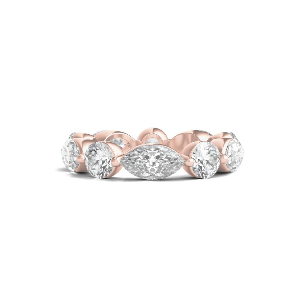 Round and Marquise-Cut Diamond Eternity Band in 14k Rose Gold (5 ct. tw.) – Image 1 of 3