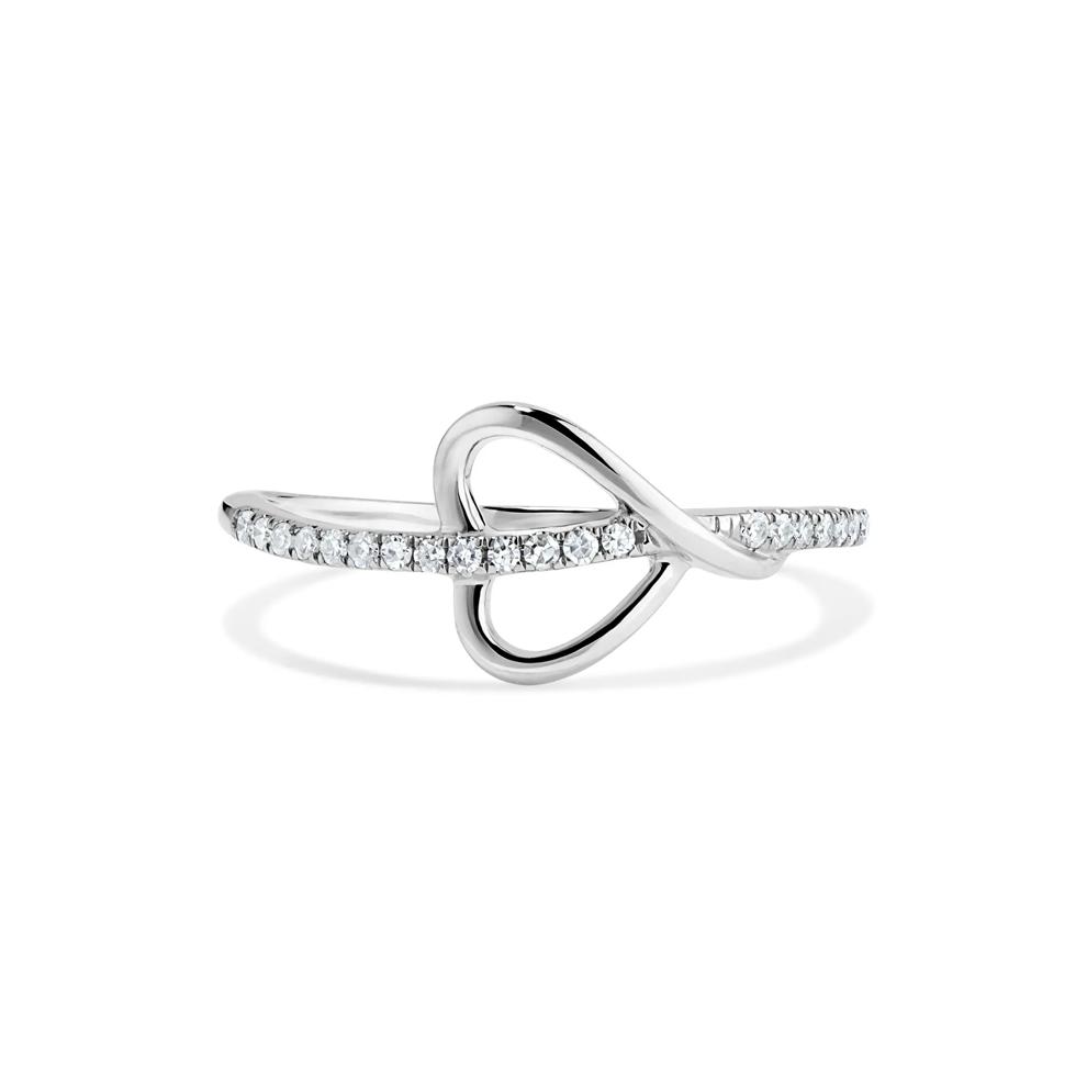 Diamond Sideways Heart Ring in 10K White Gold (1/8 ct. tw.) – Image 1 of 4