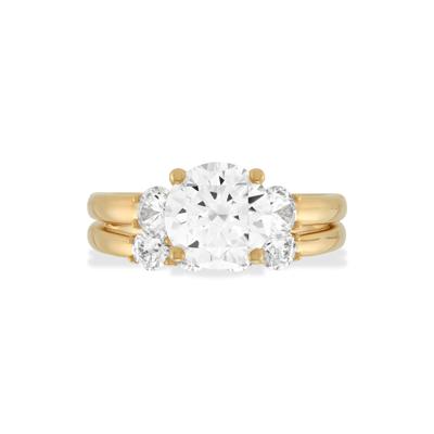 Lab Grown Diamond Round Center Three-Stone Engagement Set in 14K Yellow Gold (3 ct. tw.)