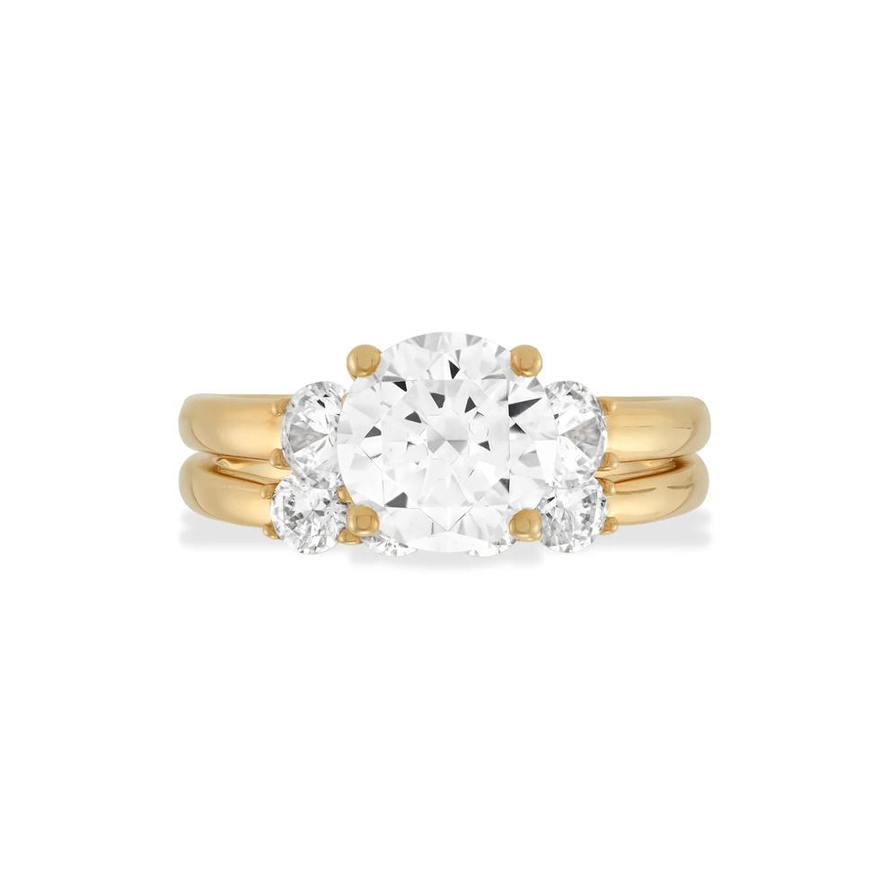 Lab Grown Diamond Round Center Three-Stone Engagement Set in 14K Yellow Gold (3 ct. tw.) – Image 1 of 6