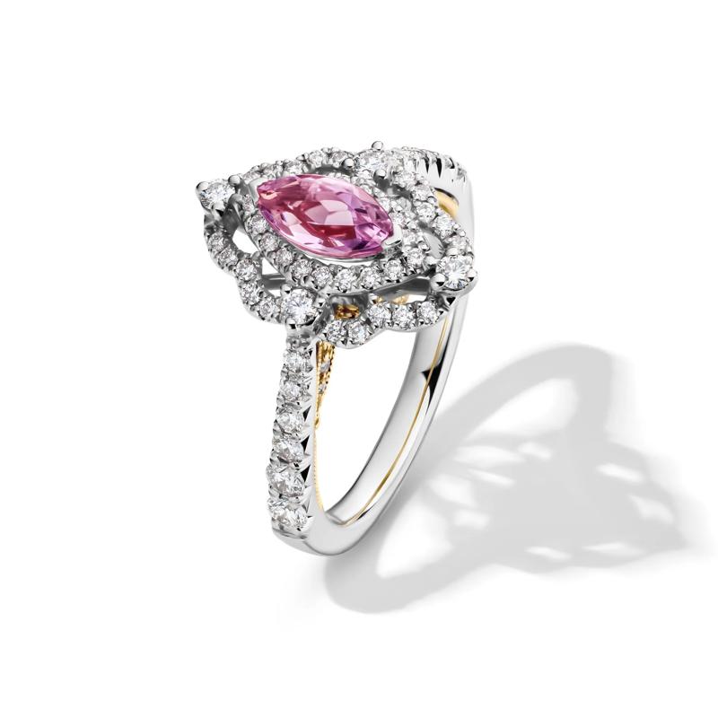 Margaux Rose de France Amethyst Engagement Ring with Diamonds in 14K White Gold &#40;3/4 ct. tw.&#41; – Image 4 of 4
