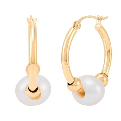 Freshwater Cultured Pearl Hoops in 14K Yellow Gold