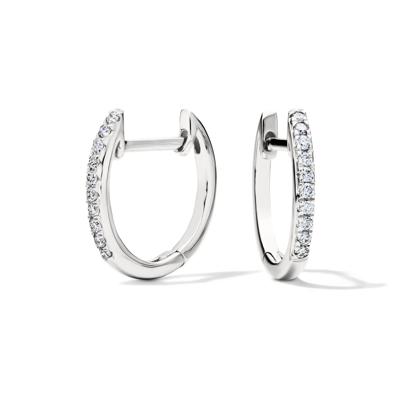 Diamond Huggie Hoop Earrings in 14K White Gold (1/10 ct. tw.)