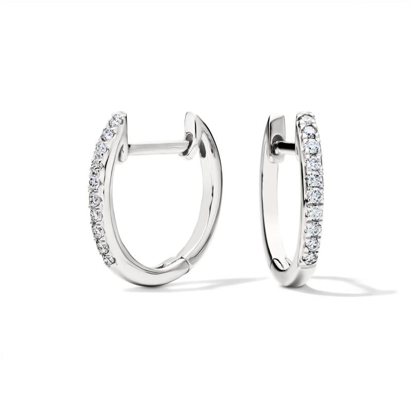 Diamond Huggie Hoop Earrings in 14K White Gold &#40;1/10 ct. tw.&#41; – Image 1 of 2