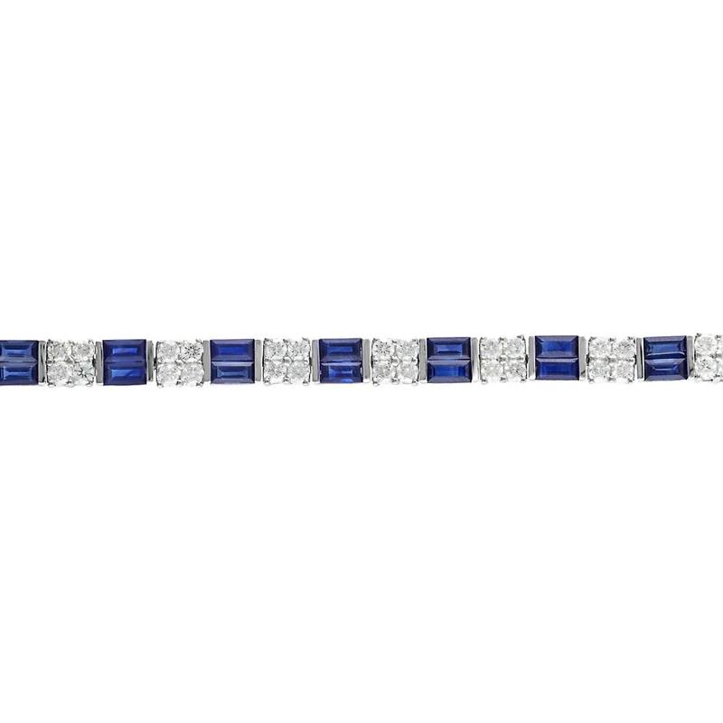 Lab Created Blue &amp; White Sapphire Bracelet in Sterling Silver – Image 2 of 2